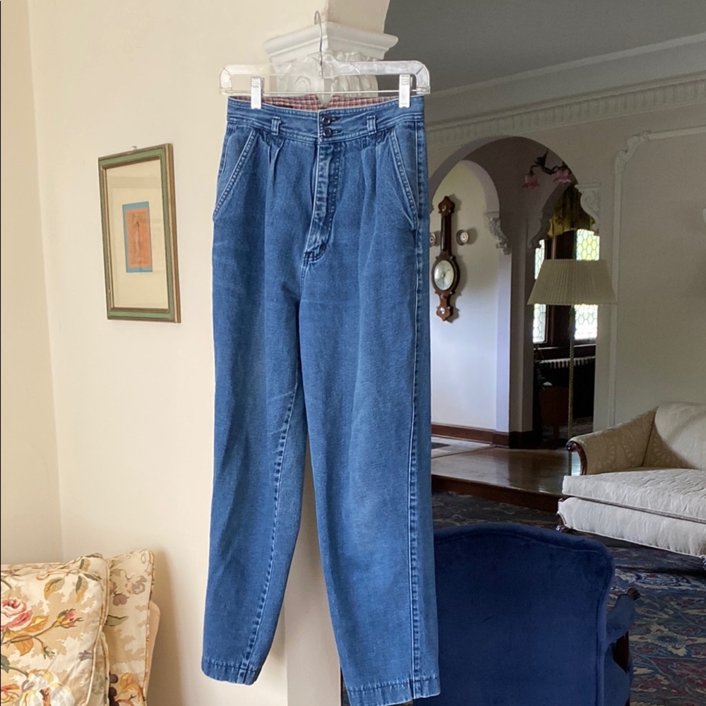 Vintage Ultra High Waisted 100% Cotton Straight Leg Jeans 24” Waist Size 11